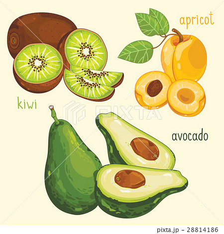 Fresh fruit mix isolated, raster illustration Fresh fruit mix isolated, raster illustration 28814186