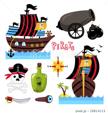 Funny pirate elements isolated on white background Funny pirate elements isolated on white background 28814213
