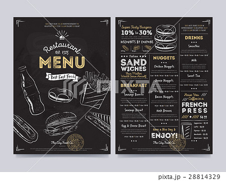 Restaurant cafe menu template design, raster 28814329