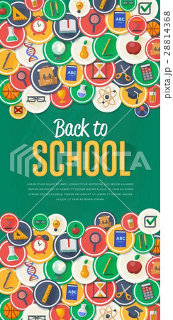 Back to school banner with flat raster icons Back to school banner with flat raster icons 28814368