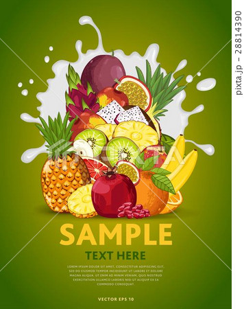 Fruit mix on milk splash Fruit mix on milk splash 28814390