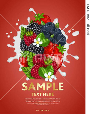 Berry mix on milk splash 28814394