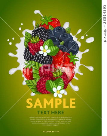 Berry mix on milk splash 28814395