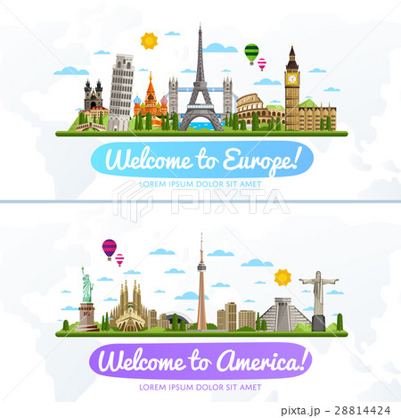 Travel and tourism raster illustration. 28814424