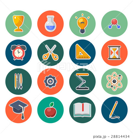 Back to school icons set raster illustration 28814434
