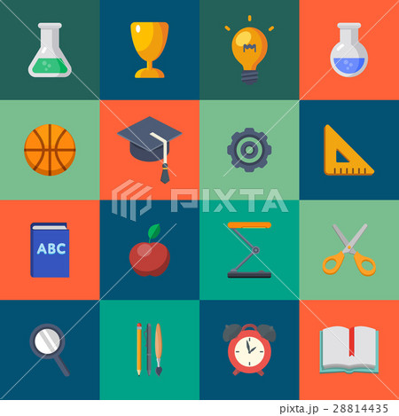 Back to school icons set raster illustration 28814435