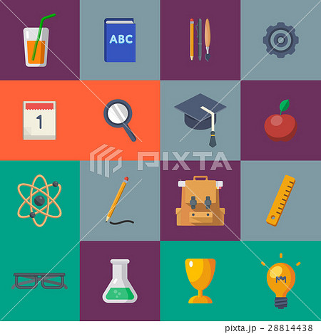 Back to school icons set raster illustration 28814438