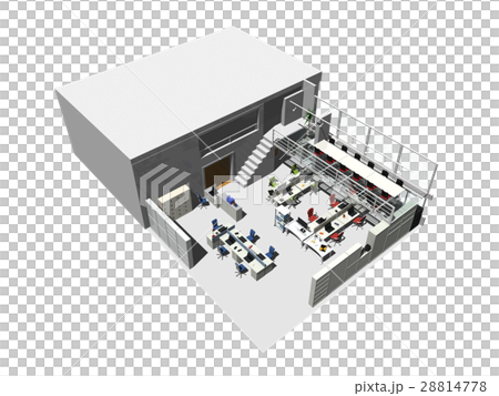 オフィス俯瞰図 上断面 のイラスト素材