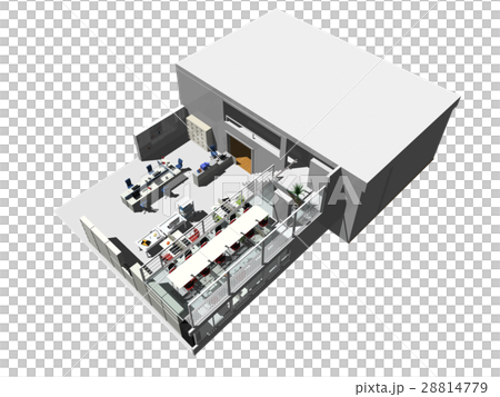 オフィス俯瞰図 上断面 のイラスト素材