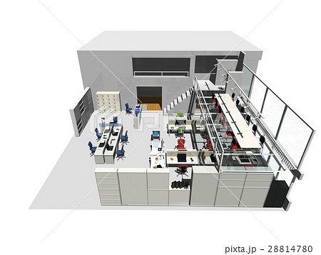 オフィス俯瞰図 上断面 のイラスト素材