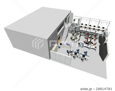 オフィス俯瞰図 上断面 のイラスト素材