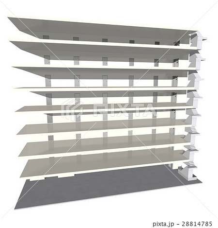ビル、オフィス、マンションなどの「非常階段&エレベーター」断面図 28814785