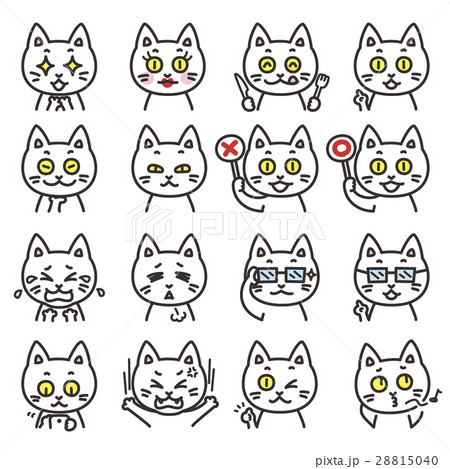 猫のキャラクター 表情02のイラスト素材