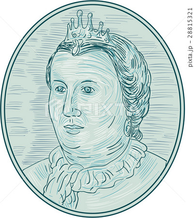 18th Century European Empress Bust Oval Drawing 28815321