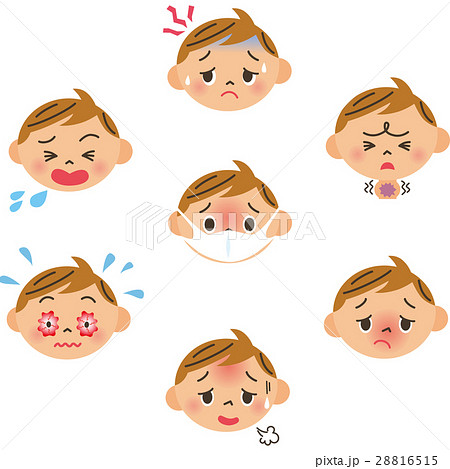 病気の男の子の表情のイラスト素材