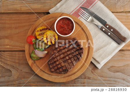 grilled beef steak, cut into pieces, grilled grilled beef steak, cut into pieces, grilled 28816930