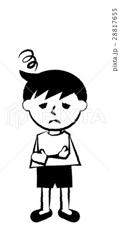 男の子 全身 困るのイラスト素材