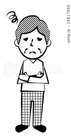 おじいさん 全身 困るのイラスト素材