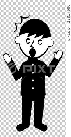 男子学生 全身 驚くのイラスト素材
