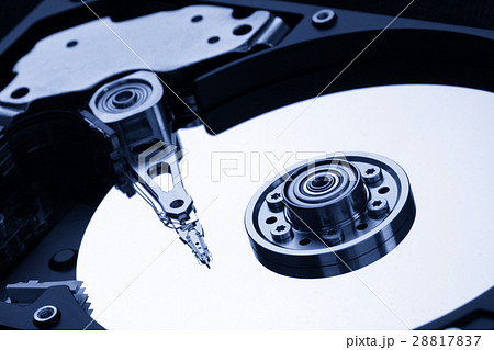 Closeup of open hard drive 28817837