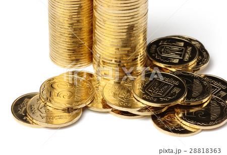 Closeup of a golden coins Closeup of a golden coins 28818363