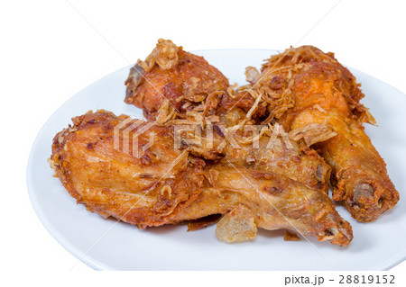 Fried Chicken Drumstick on white dish 28819152
