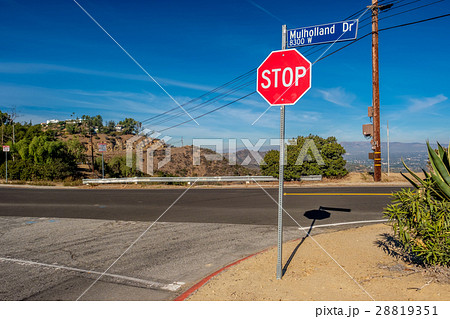 Mulholland Highway sign, Los Angeles, California 28819351