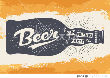 Bottle with hand drawn lettering, text Beer Here Bottle with hand drawn lettering, text Beer Here 28820200