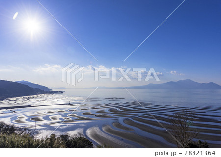 おこしき海岸の干潟と普賢岳 28821364