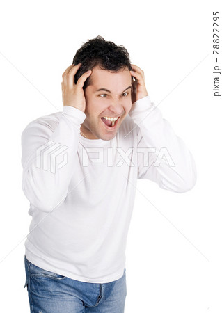 Angry man screaming isolated over white Angry man screaming isolated over white 28822295