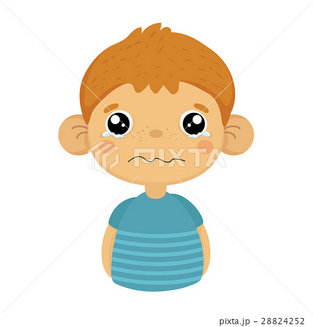 Tearful Upset Cute Small Boy With Big Ears In Blue Tearful Upset Cute Small Boy With Big Ears In Blue 28824252