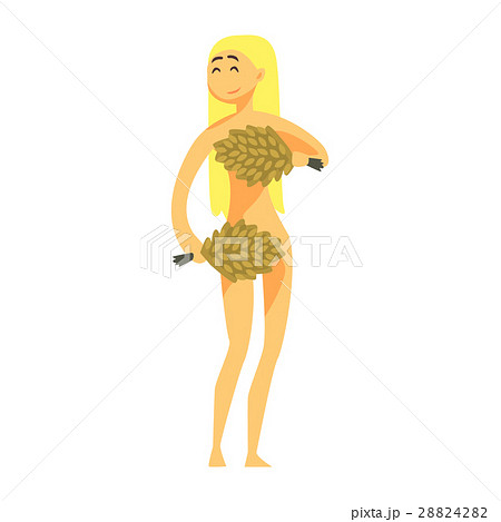 Undressed Woman Covering Herself With Bunches Of 28824282