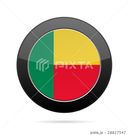Flag of Benin. Shiny black round button.