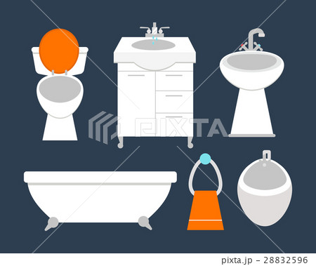Bathroom icons colored set with process water 28832596