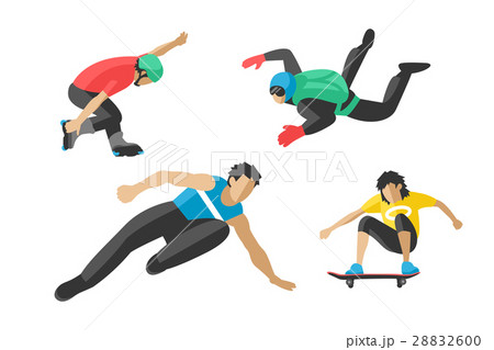 Vector drawing jumping extremesilhouettes 28832600