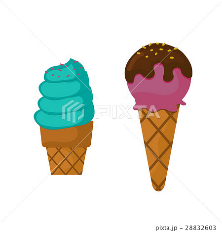 Chocolate vanilla ice cream cone soft delicious 28832603