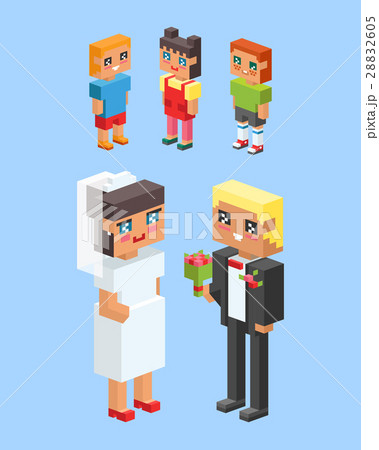 3d isometric family couple children kids people 28832605