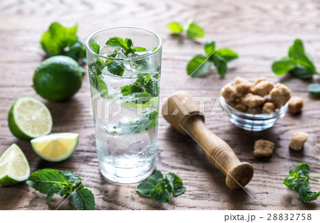 Glass of mojito with ingredients Glass of mojito with ingredients 28832758