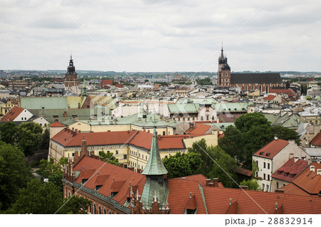 Aerial view Krakow Poland - Church St. Mary and Aerial view Krakow Poland - Church St. Mary and 28832914