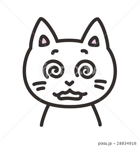 猫のキャラクター 表情 目が回るのイラスト素材