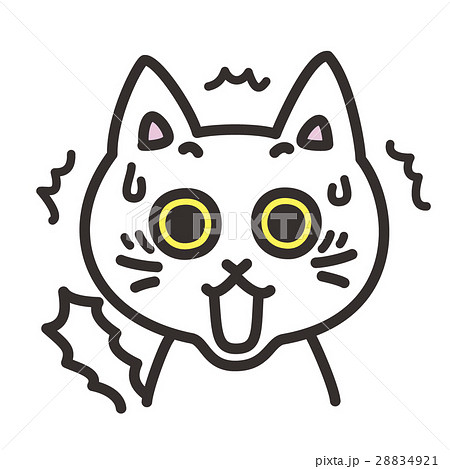 猫のキャラクター 表情 驚くのイラスト素材 28834921 Pixta