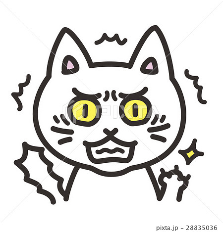 猫のキャラクター 表情 激怒のイラスト素材