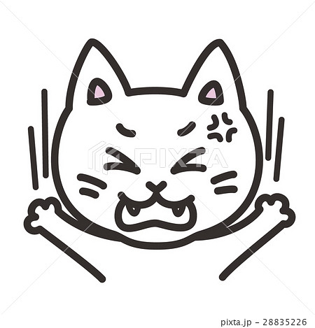 猫のキャラクター 表情 激怒するのイラスト素材