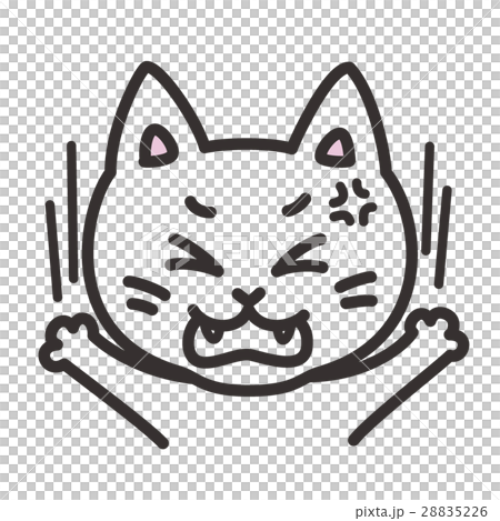 猫のキャラクター 表情 激怒するのイラスト素材