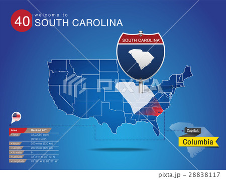 Sign of State America on Map USA. SOUTH CAROLINA Sign of State America on Map USA. SOUTH CAROLINA 28838117