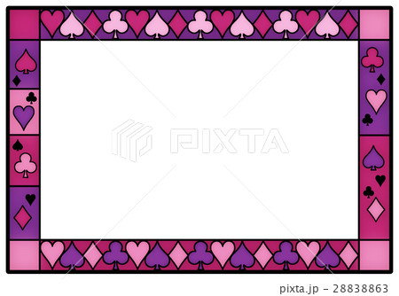 紫のトランプのステンドグラスフレームのイラスト素材 2863