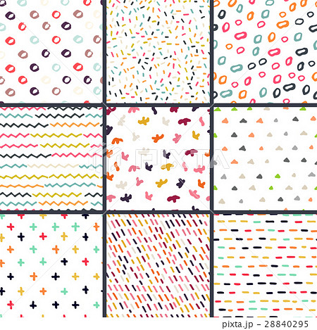 Hand Drawn Seamless Pattern Collection Simpleのイラスト素材