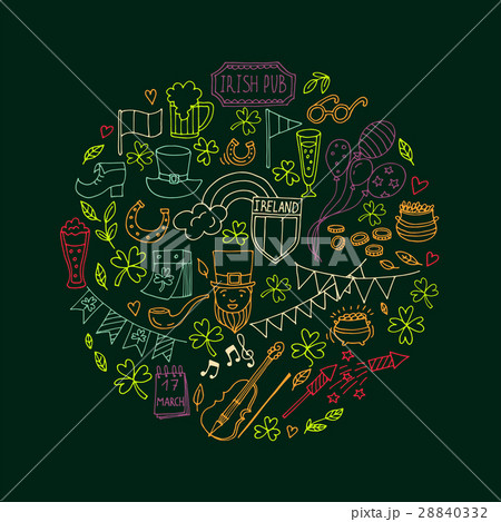 Saint Patrick's Day traditional symbols collection 28840332