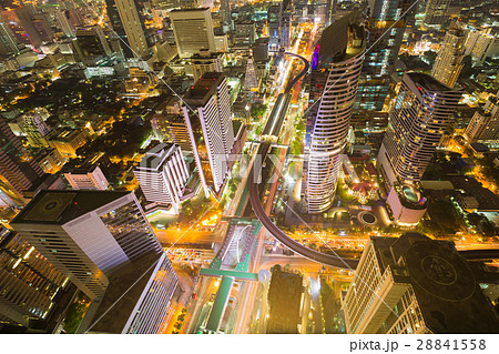 Aerial view Bangkok city business downtown Aerial view Bangkok city business downtown 28841558