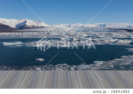 Iceland winter lake with clear blue sky background 28841883
